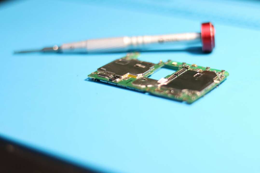 Close-up of a green circuit board