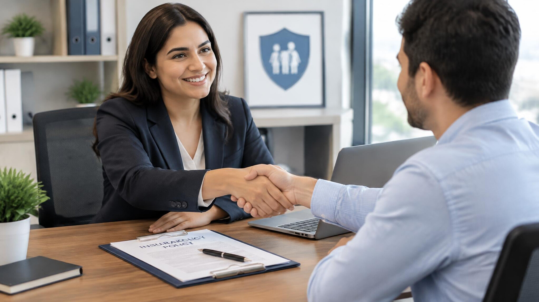 insurance agent talking to client